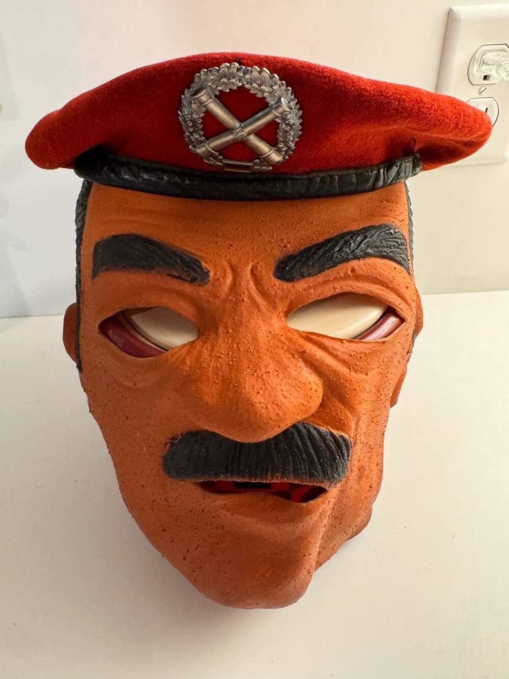 Vintage Saddam Hussein Novelty Rubber Mask With Red Bereti
